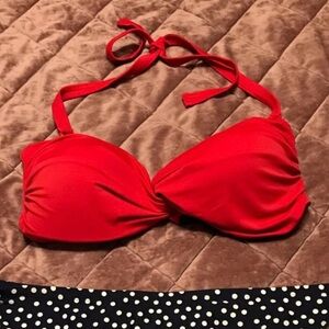 Red Twist-Front Bikini Top